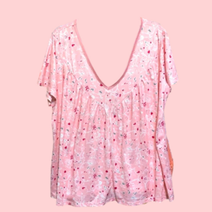 #046 Pink Tunic w Assorted designs - Size: 3X